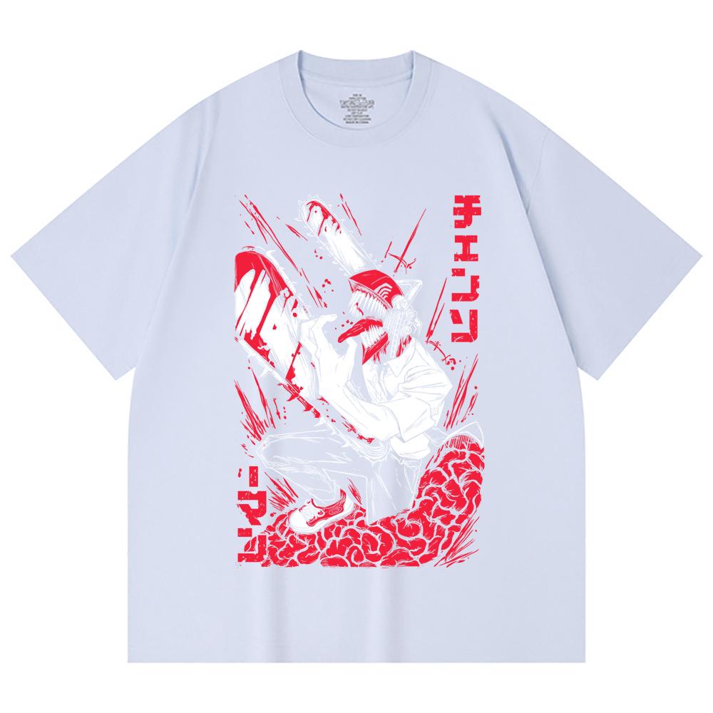 230 Gsm 100% Cotton Chainsaw Man V28 Denji Print Unisex Heavy Cotton T Shirt