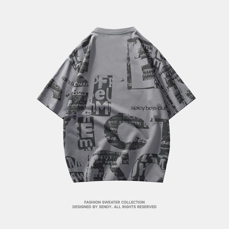 Pure cotton summer men's loose short-sleeved T-shirt tops half-sleeved round neck half-sleeved T-shirt