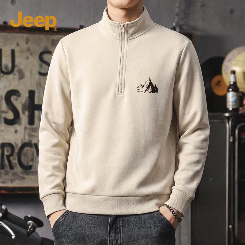 JEEP Men s Half-Zip Stand Collar Sporty Casual Sweatshirt M