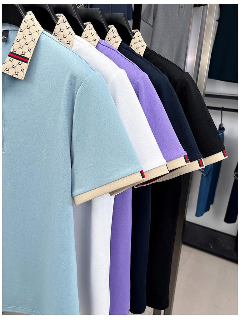 Men's Long-Sleeved Mulberry Silk Polo Shirt - Autumn Casual, Turn-Down Collar, Breathable Solid Color.