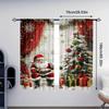 2 Stück - Weihnachtsmann und Feiertagsmuster Stil gedruckte Vorhänge, Stangentaschen-Vorhänge, Heimdekoration, Raumdekoration
