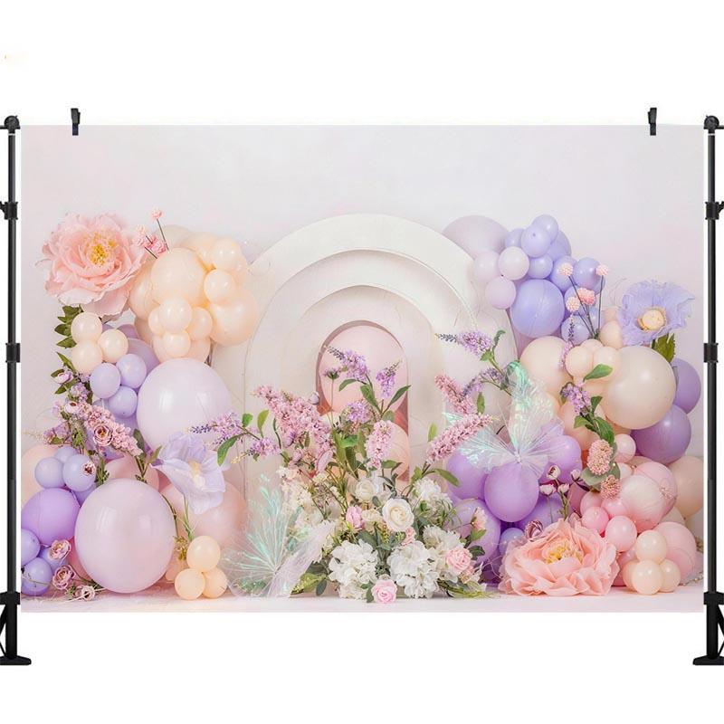 LS Butterfly Garden Backgrounds Cake Smash Kids Adult Photography Props Child Baby Balloon Decors Photo Backdrops