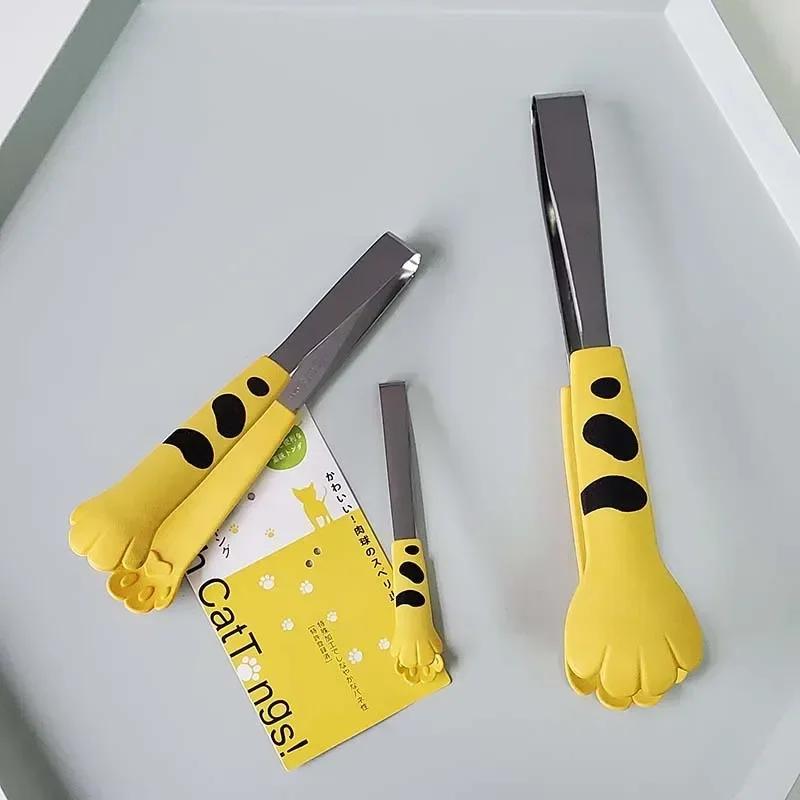 Cat Paw Shape Food Tongs Cute Cartoon Meal Tongs Stainless Steel Barbecue Tongs Sandwich Baking Clip Kitchen Gadgets New 2025