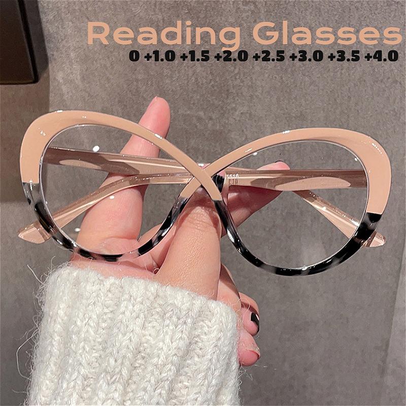 Infinity Oversized Frame Reading Glasses for Women Round Montage Style Eyeglasses Prescription Presbyopia Diopter +1.0 To +4.0
