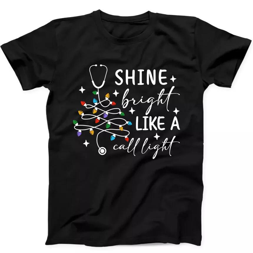 

Christmas Tree Lights Doctor Nurse Funny Gift Black Tee T Shirt 206 XL
