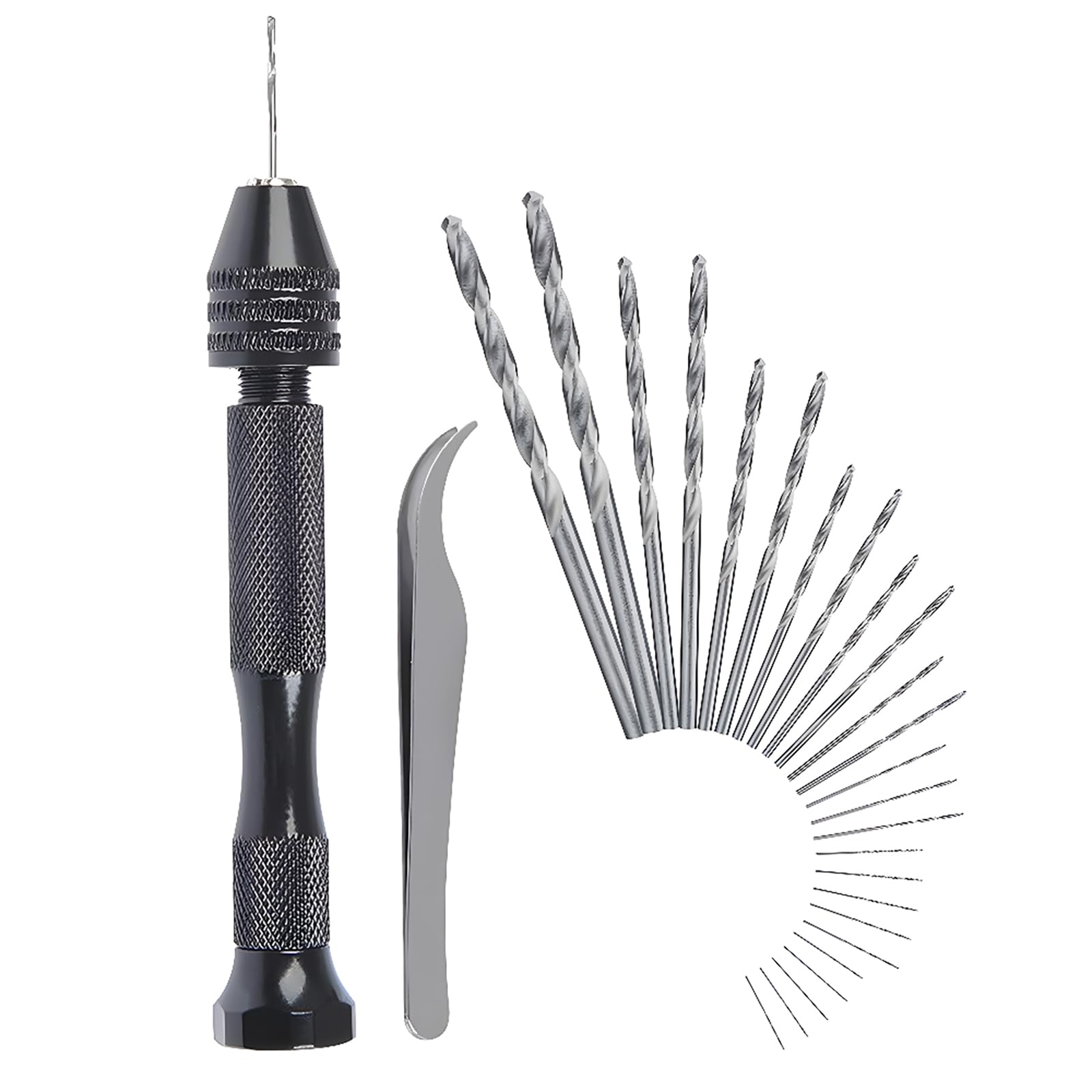 

CESFONJER Pin Vise Hand Drill Bits Micro Mini Twist Drill Bit Set with 1 Pin Vise Rotary Tool for and Plastic 25-Piece (0.5-3mm) Wood, Jewelry,