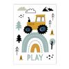 Kreslený Jeřáb Bagr Traktor Nákladní plakát Nástěnné umění Obraz na plátně Dětská školka Chlapci Obrázky Nordic Wall Print Room Decor