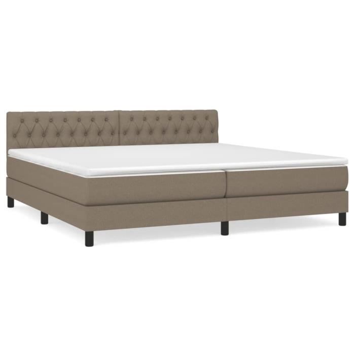 3140325 vidaXL Divan Bed with Mattress Taupe 200x200 Cm Fabric