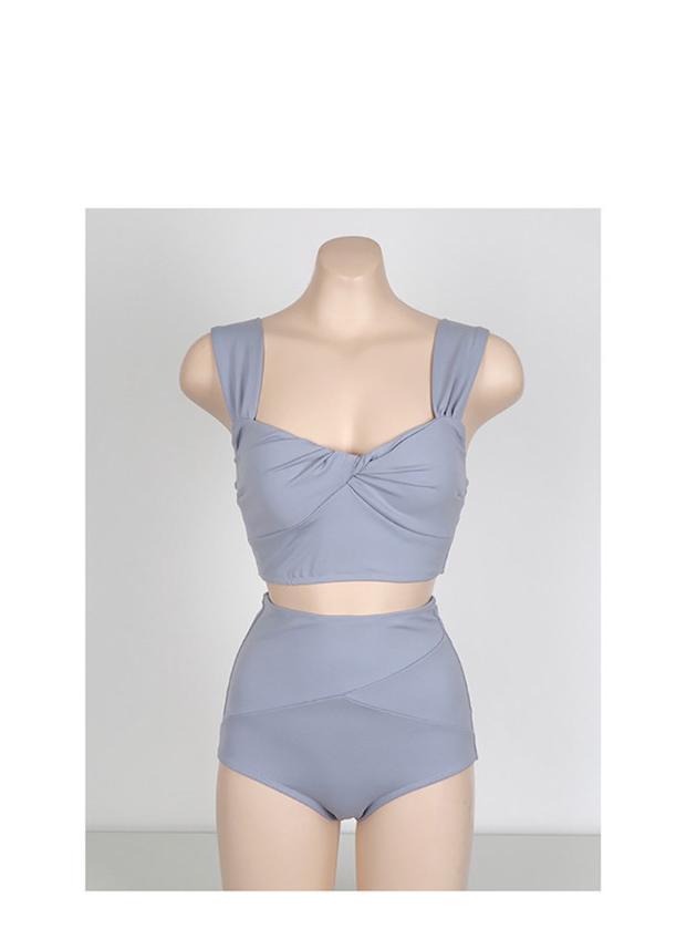 European and American Solid Blue Sexy Swimsuit - Free Size, New & In Stock