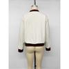 Women S Vintage Stand Collar Color Block Zip Pocket Loose Jacket