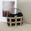 Metal Shiny Ineffectual Water Diamond Hollow Simple Vegetable Basket Banquet Silk Satin Bucket Messenger Bag