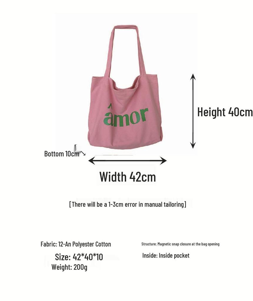 Korean Chic Minimalist Women's Canvas Shoulder Tote: Simple & Versatile College Style