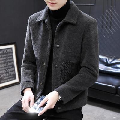 Autumn and Winter Woolen Coats, Men's Warm Woolen Jackets, Men's Trendy and Handsome Youth Imitation Mink Jackets, Sheep Sheared Wool