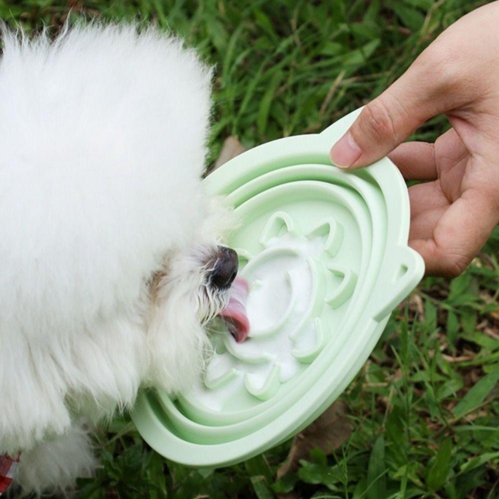 Lightweight Folding Portable Pet Bowl Silicone with Hanging Hook Slow Food Feeder Suction Cup Dog Feeding Bowl Camping