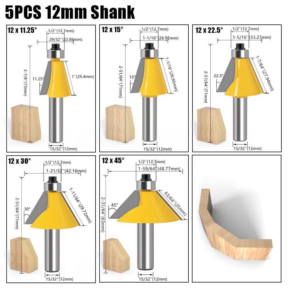 

11.25 degrees 15 degrees 22.5 degrees 30 degrees 45 degrees bevel knife bevel knife woodworking milling cutter various angles 5-piece set of 12-handle bevel knife