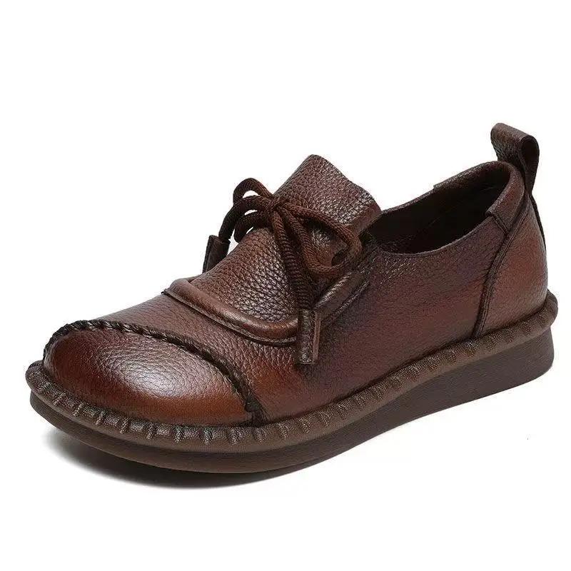 Soft-Skinned Soft-Soled woman Middle-Aged And Elderly Flat-Heeled Comfortable Shoes In New Small Ultrathin PU aterial Shoes