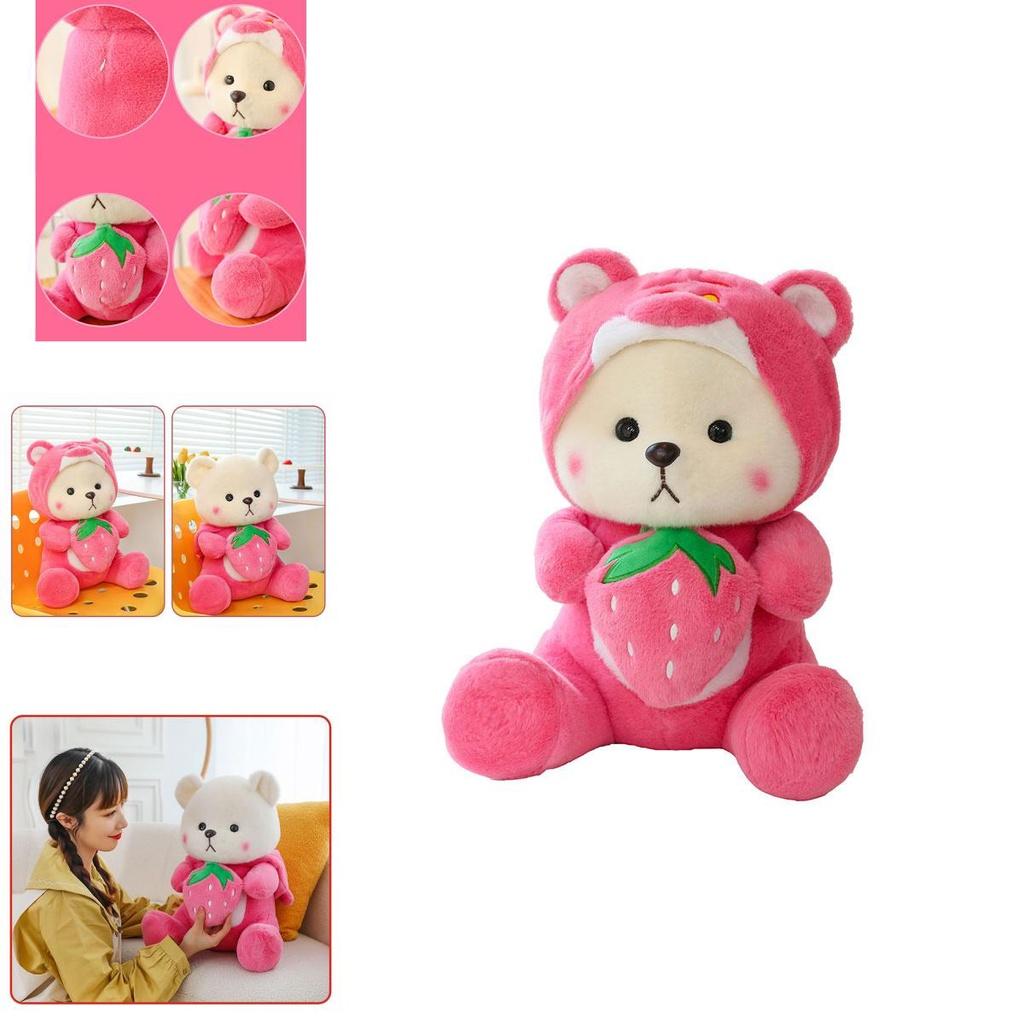 Süßer Erdbeer-Teddybär Plüschtier für Kinder Weiches und kuscheliges Stofftier Geschenk 40cm 50cm 65cm)