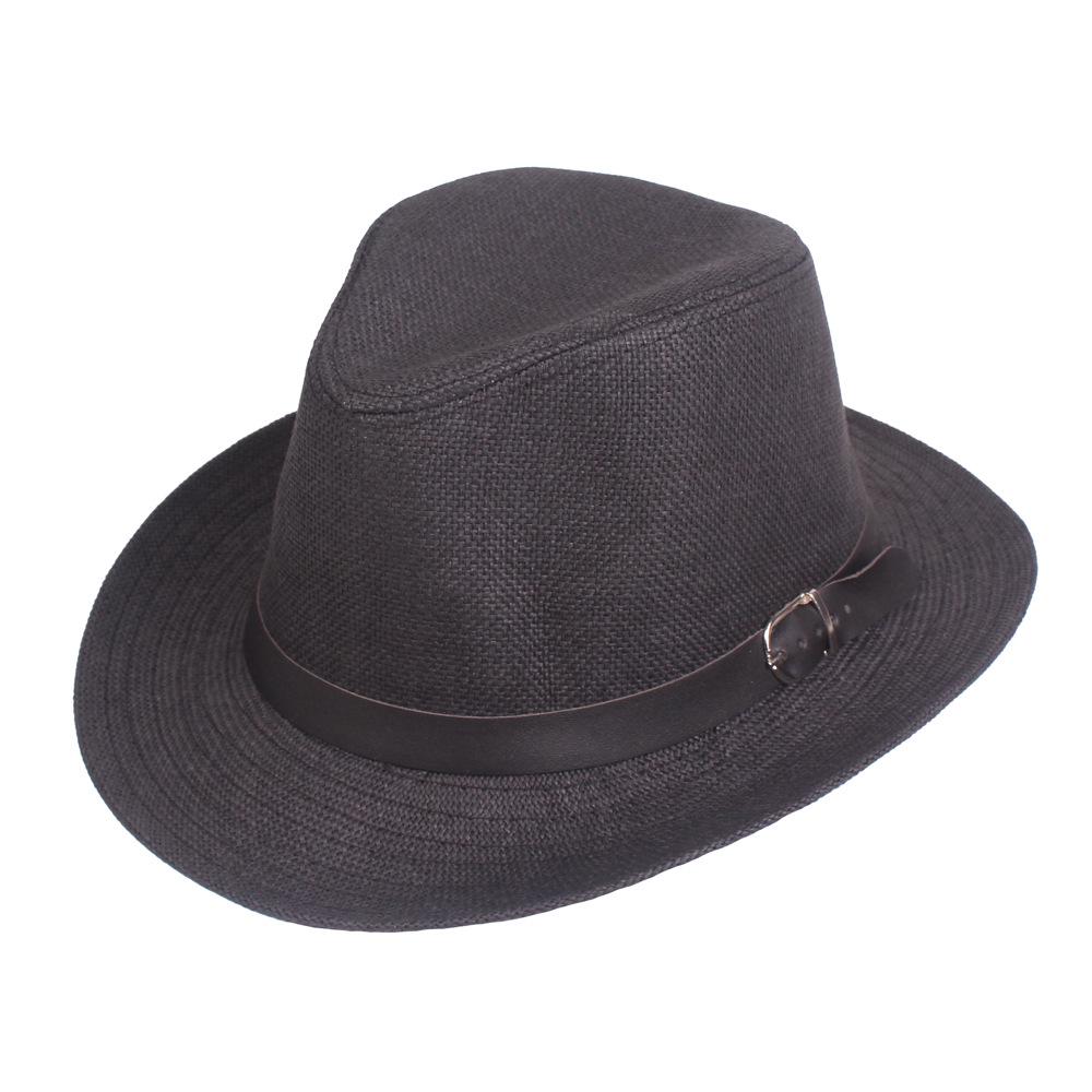 Unisex Solid Color Straw Jazz Hat - Outdoor Sun Protection for Men & Women