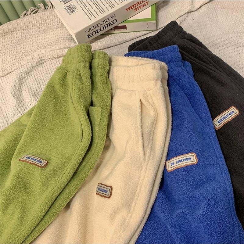 Autumn and Winter Lambswool Plus Velvet Thickened Warm Outer Wear Cuffed Harem Pants Women's Loose Sports Pants