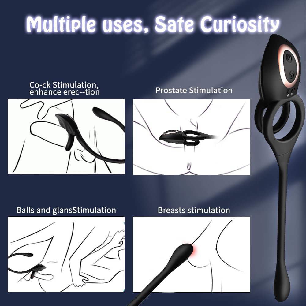 Prostate Massager with Penis Ring Anal Vibrator 10 Vibration Modes Remote Control Anal Plug Penis Ring Male Vibrator Male Erotic Products