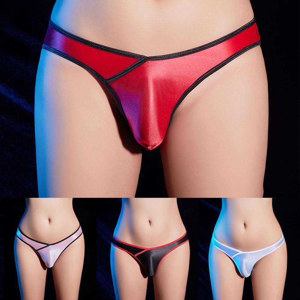Low Rise Mens Underwear Oily Panties See-Through Swimwear
