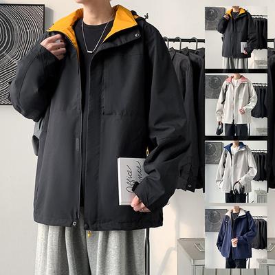 Tooling Jacket Men's Spring and Autumn Casual Hooded Clothes Teenager Sports Ruffian Handsome Jacket