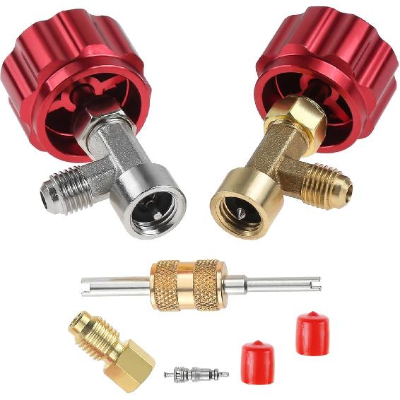 R134A Can Tap, R134A Self-Sealing and Puncture Style Refrigerant Can Tap Valves with Refrigerant Tank Adapters for Automotive Air Conditioning