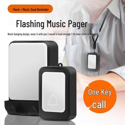 Wireless Colorful Flashing Doorbell with One-to-One Long-Distance Pager and Mute Function for Elderly