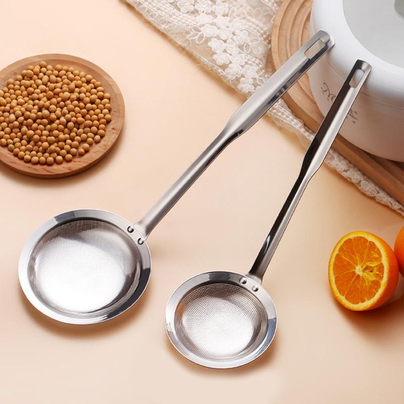 304 Stainless Steel Fine Mesh Strainer Flour Sieve Spoon Colander with Ergonomic Handle for Poached Eggs and Noodles