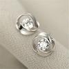 Silver Plated Eternal Love Zircon Stud Earrings - Rotating Retro Design, Hot Selling for Women