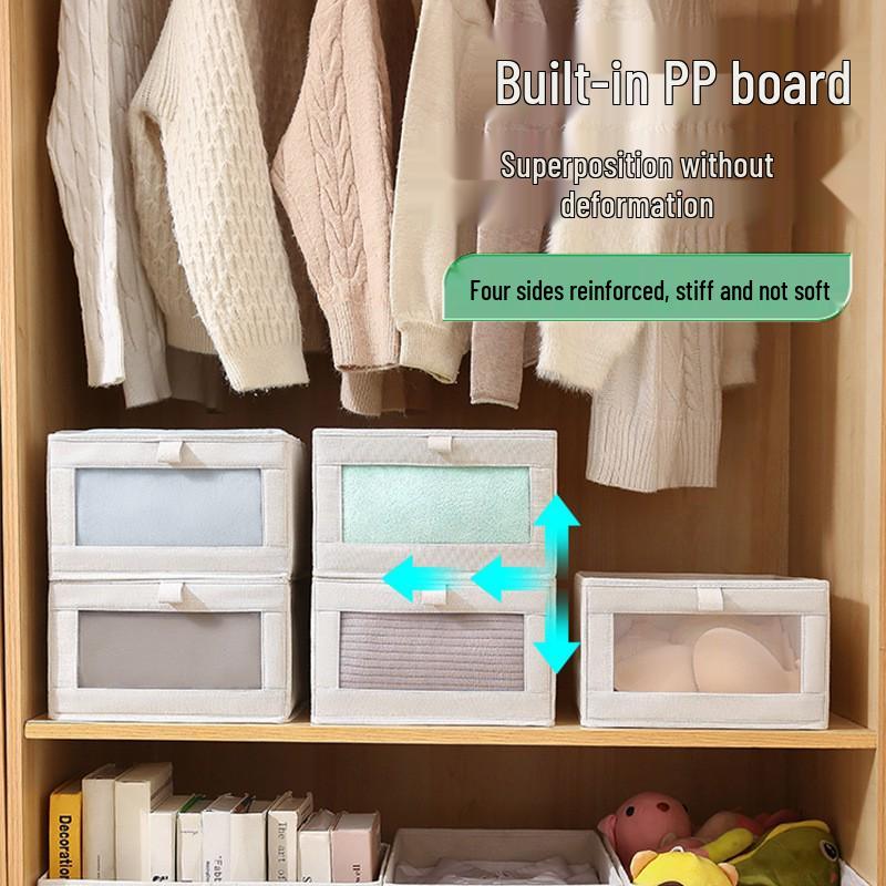 Foldable Dustproof Fabric Storage Box for Clothes & Pants - Large Capacity, Visible Organizer for Home & Dorm Wardrobes