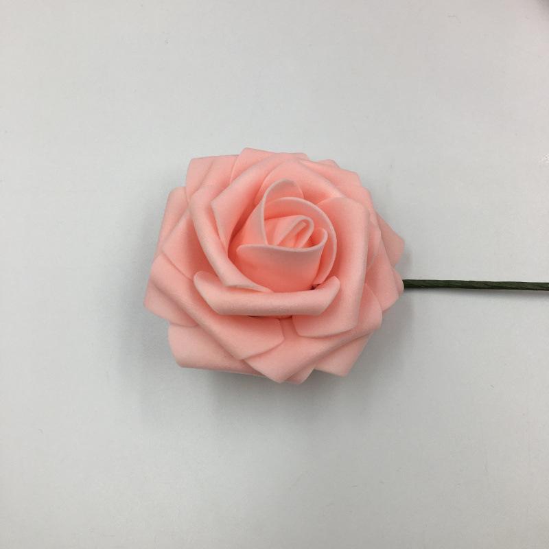 25pcs/8CM Simulated Rose Head with Rod PE Flower Holder foam Flower Head Wedding Party Decoration Hand held Flower Accessories