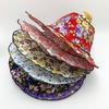 Foldable Hand Fan Sun Hat 2 In 1 Chinese Style Portable Floral Printed Handheld Fan Beach Cap Bamboo Hat