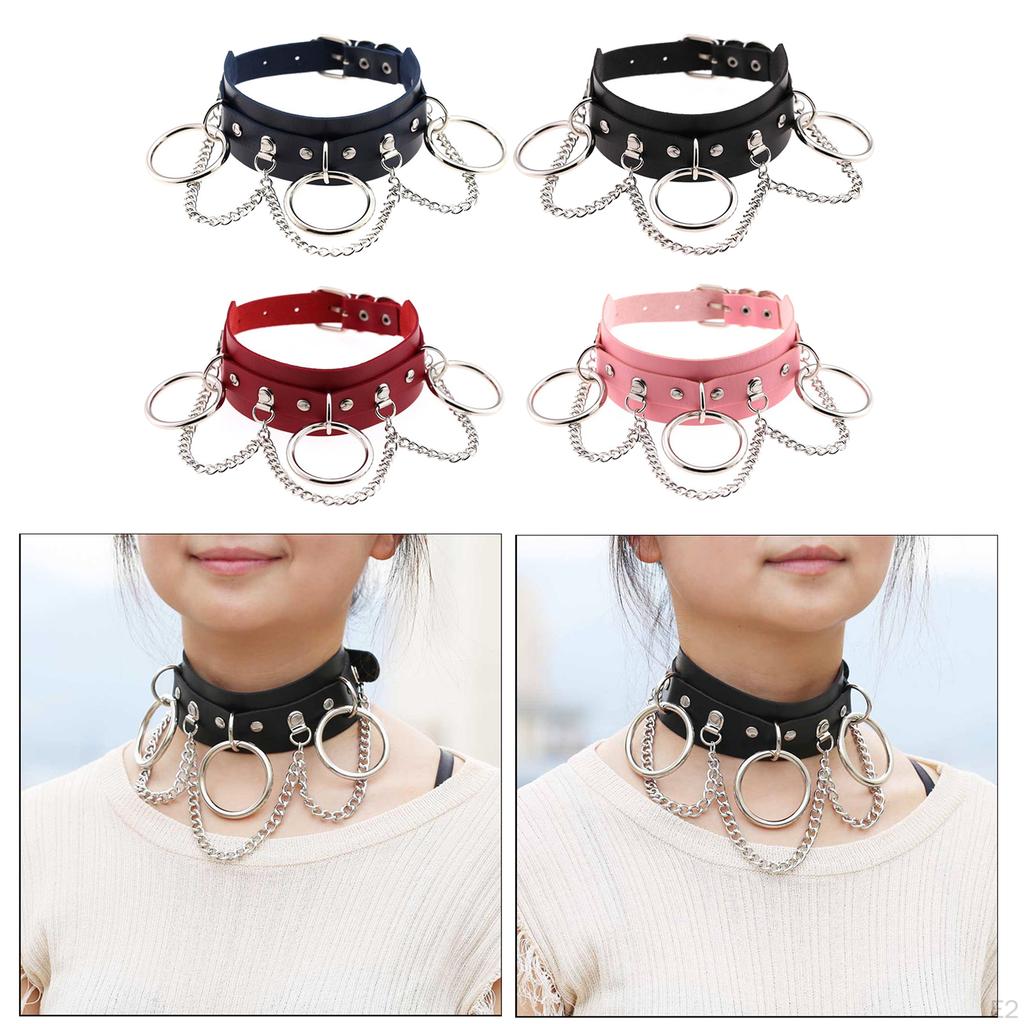 Leather Choker Gothic Punk Necklace, Cord Collar
