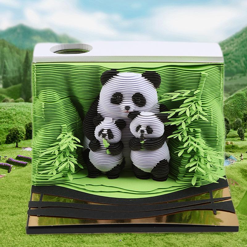 3D Panda Stereo Sticky Notes & Creative Calendar Sculpture Gift
