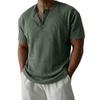Men's Ribbed Crew Neck Three Button Short Sleeve Top Soft Breathable Casual Pullover Knitwear for Daily Wear Office Travel
