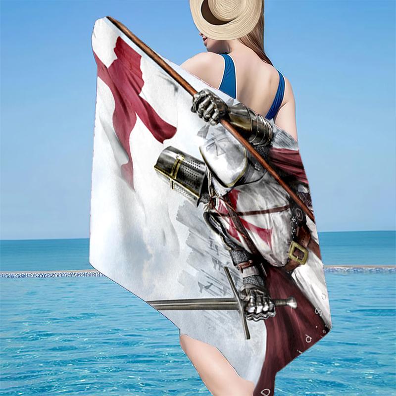 Knightly Warrior In Armor Beach Towel, Super Soft Microfiber, Gift for Her/Him, Birthday, for Pool, Beach, Travel, Home Decor Fan Gifts