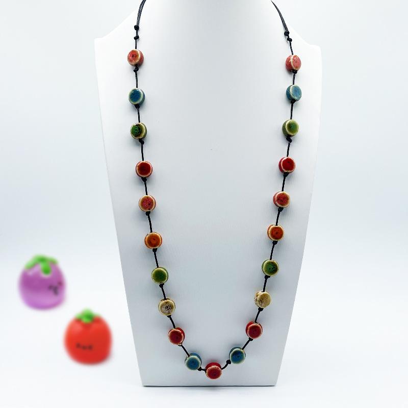 Accessories, Jewelry, Woven Beaded Sweater Chain, Ceramic Necklace, Female Niche Feeling Does Not Fade
