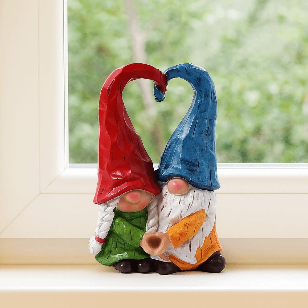 Handmad Couple Dwarf Ornaments Resin Dwarf Spirit Heart Shape Figurines Valentine's Day