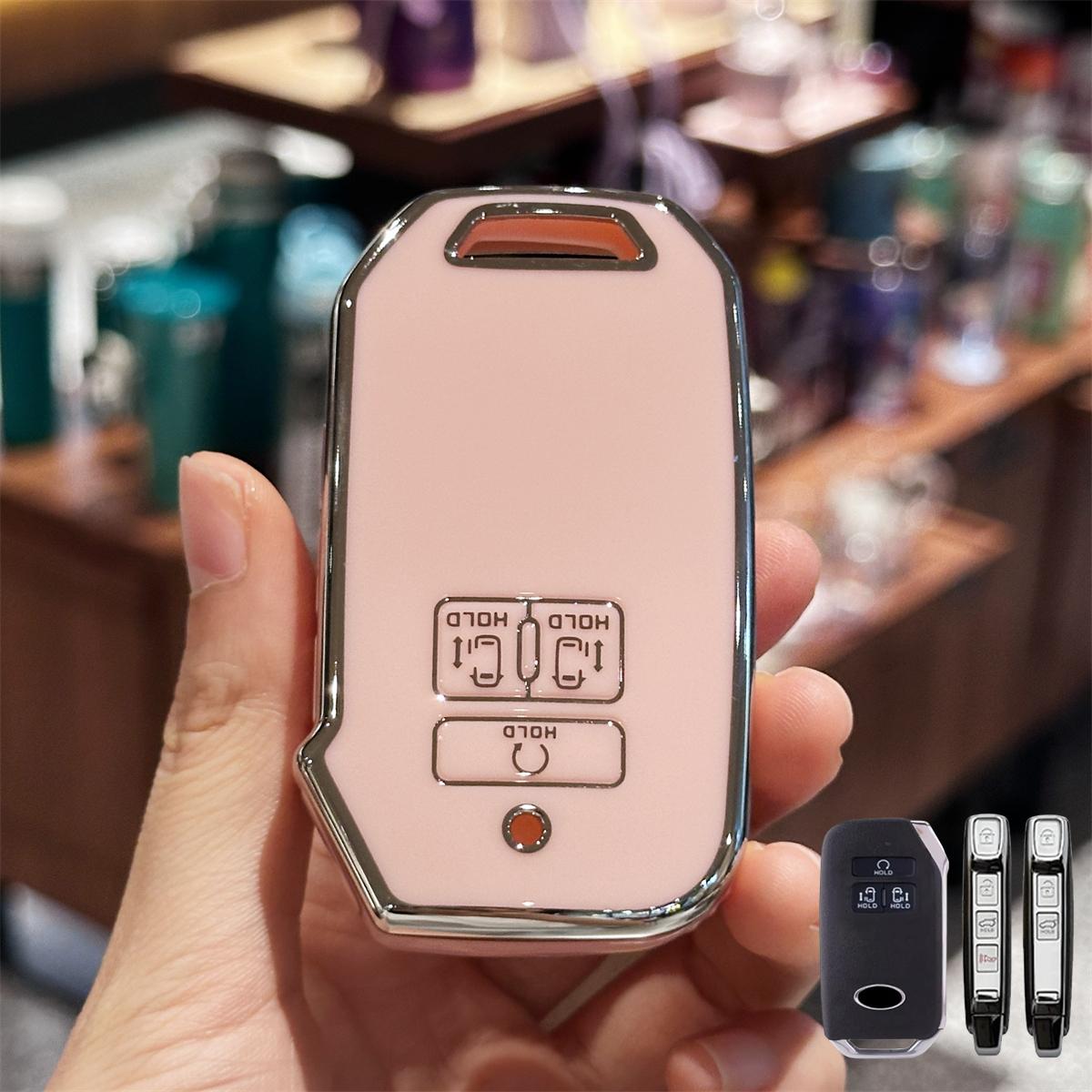 

Чехол для брелока, чехол для ключа для Kia 2021 2022 для Carnival 6/7 кнопок KA4 EX SX LX для Fiesta 2023 Remote Smart Key Protector розовый