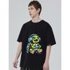 Crewneck T Shirt Black Turtle Gamer with Headphones and Controller Print for Casual Wear and Gaming Events