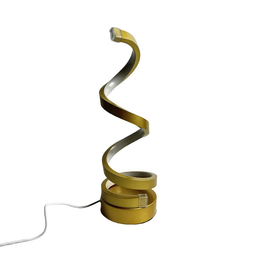 Creative Modern Gold S lamp USB three-color Dimming Living Room Desktop Decorative Lamp