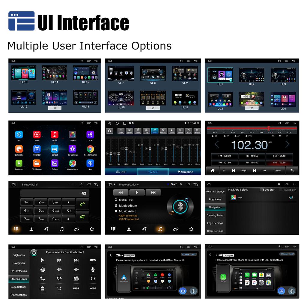 ESSGOO 7"/9"/10“ 2 DIN Android 13 4+64G Car Stereo Carplay Android Auto GPS Navigation Bluetooth FM RDS Radio WIFI Touchscreen