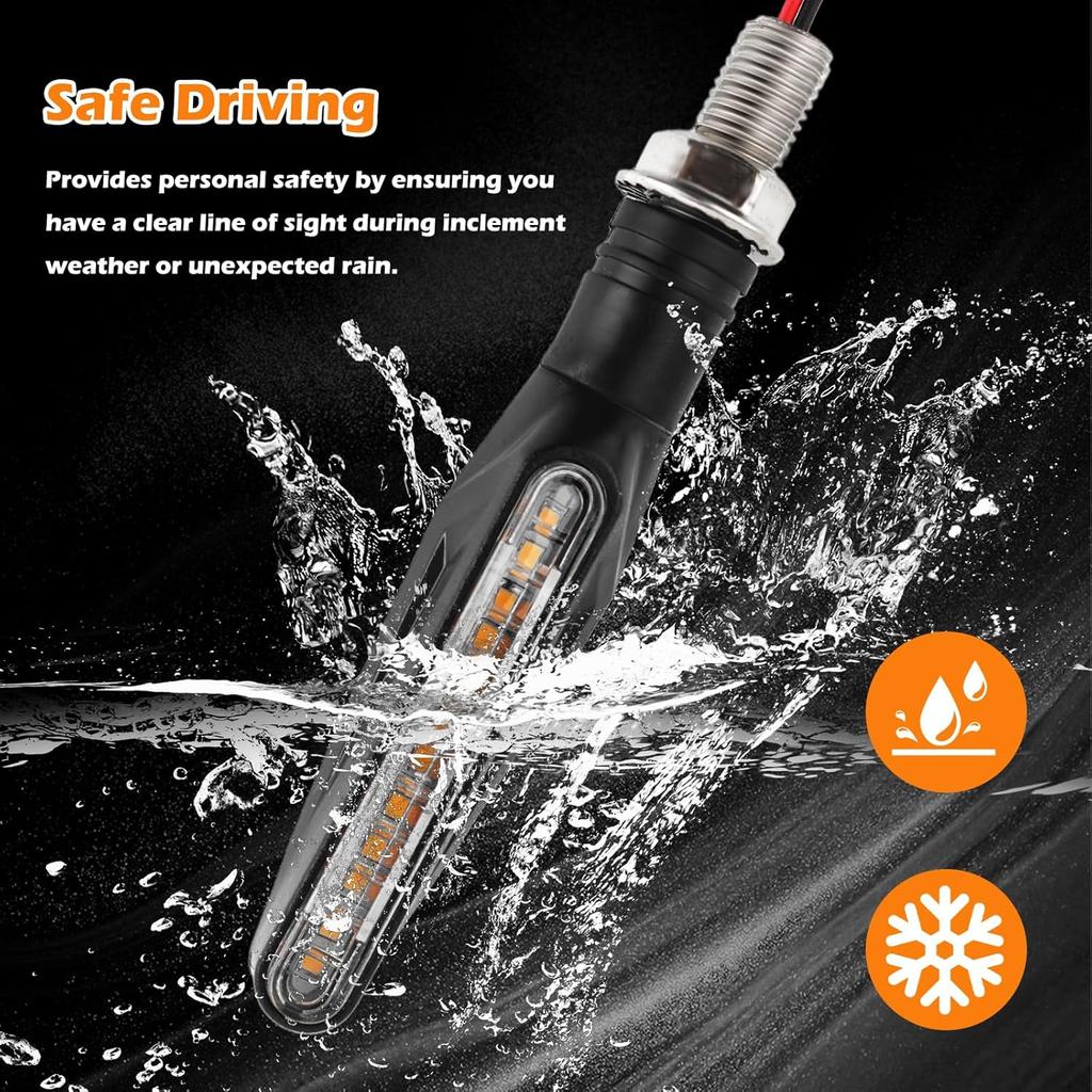 4PCS Motorcycle Turn Signals LED,Ultra-Bright 12 LED Front & Rear Motorcycle Blinkers With Sequential Flow Mode,Upgraded 12V Motorcycles Indicator