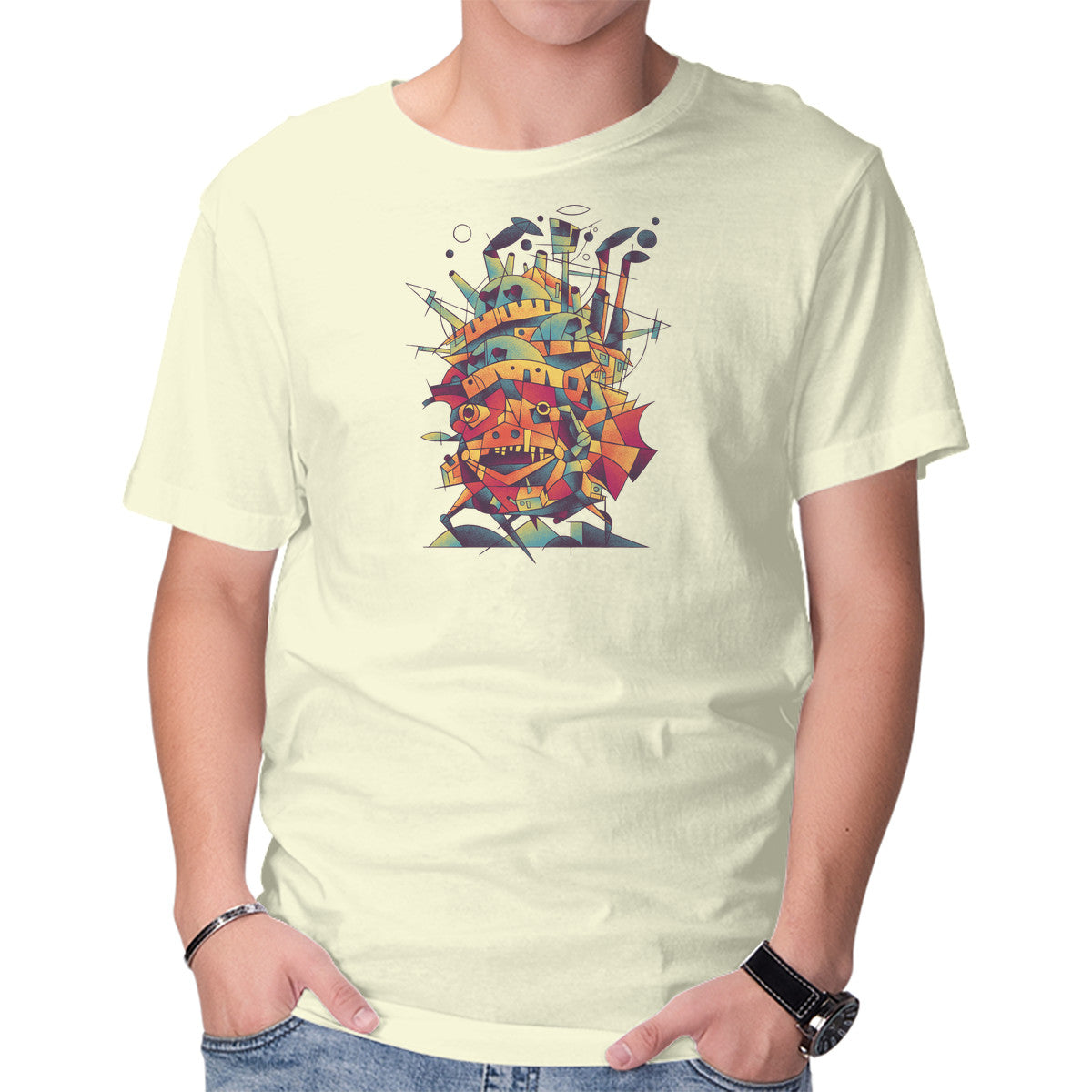 Unisex Crew Neck T-Shirt Abstract Castle Graphic Short Sleeve Casual Tee XXXXL