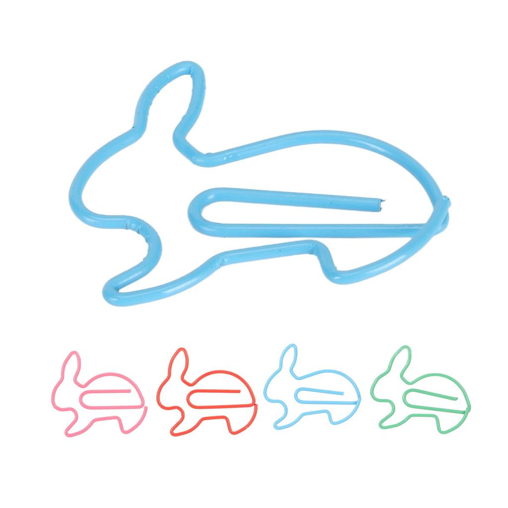 100 Pcs Rabbit Shaped Paper Clip Creative Cute Cartoon Animal Golden Page Marker File Note Clips