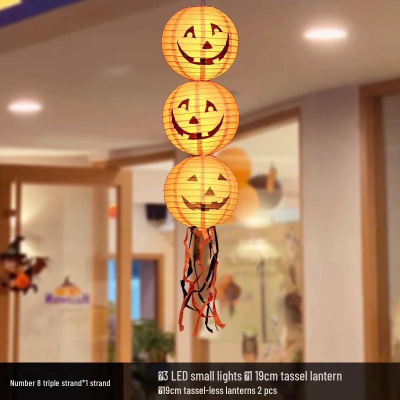 Outdoor Luminous Halloween Pumpkin Paper Lantern Decorations for Kindergartens and Hotels