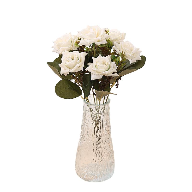 

1PC Artificial Flowers Home Decoration Cloth DIY Ornament Wedding Party Peony Bouquet Vase 7 Heads Table Fake Rose Flower Bridal