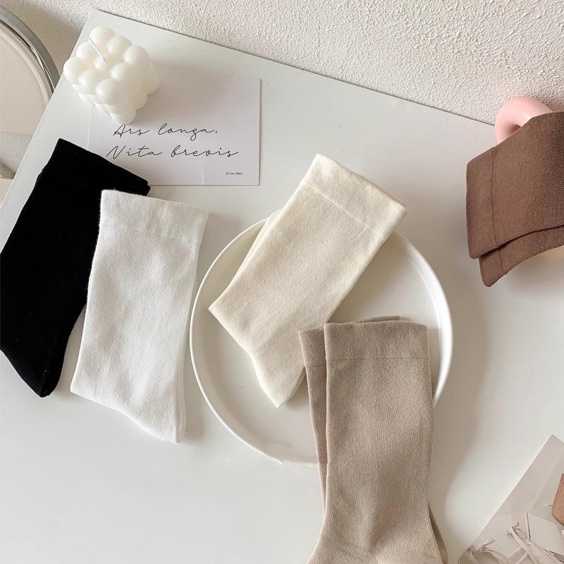 Damskie oddychające bezszwowe skarpetki bawełniane - Wiosna i jesień, styl uniwersytecki
