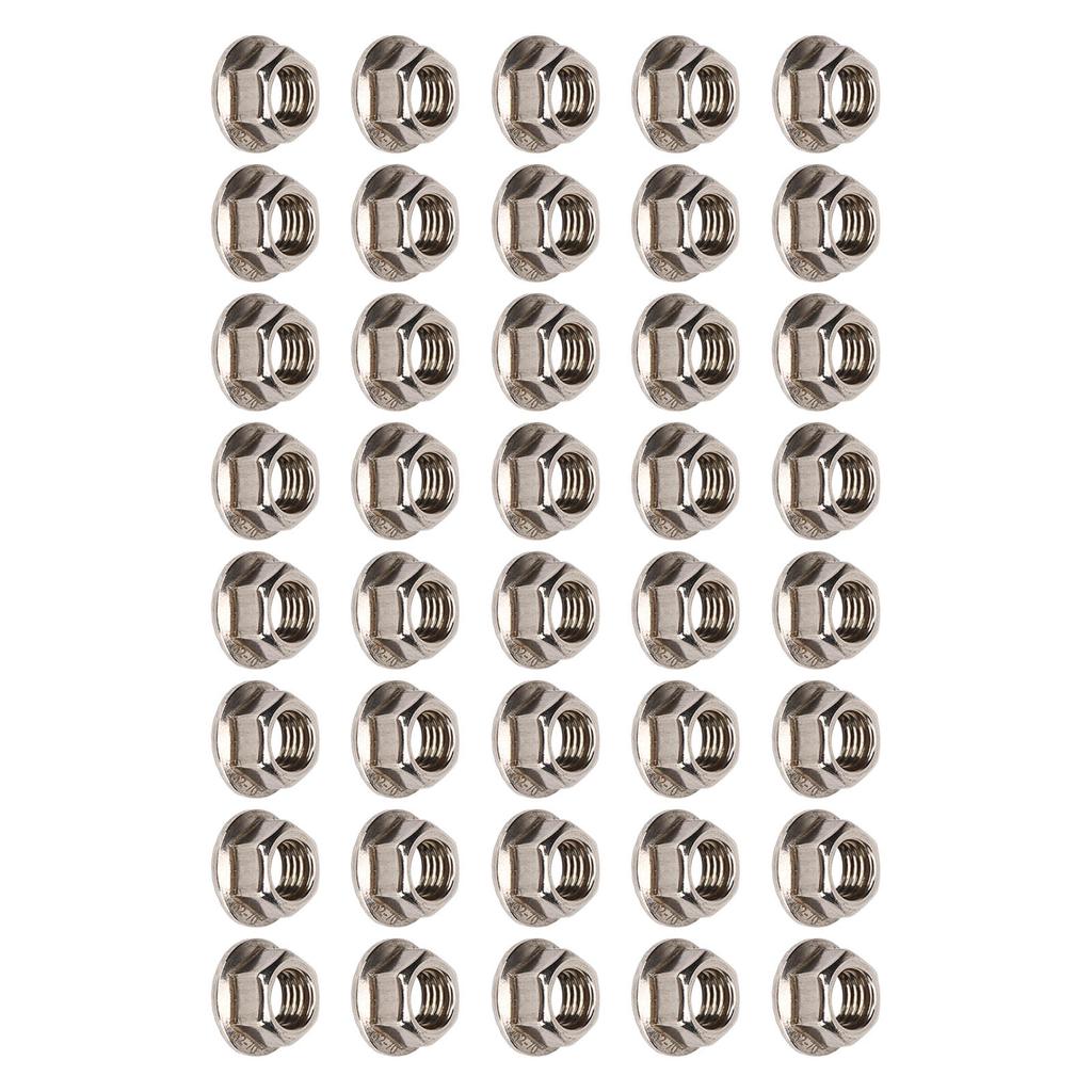 40 szt. Nakrętki kołnierzowe sześciokątne M10x1,25mm Stal nierdzewna Odporne na rdzę Zestaw nakrętek kołnierzowych z drobnym gwintem